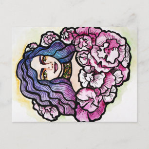 Blommigt Goddess Vykort