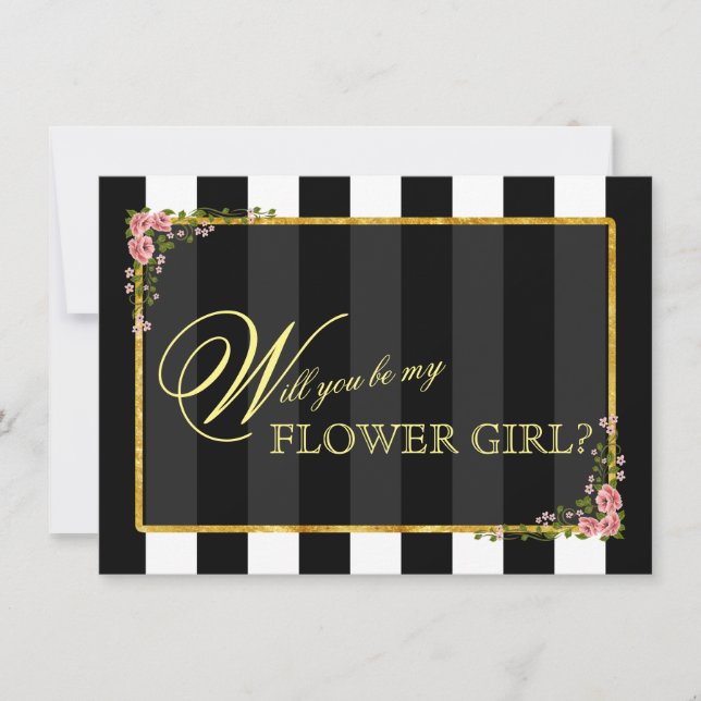 Blommigt Gold Foil, KOMMER DU ATT VARA MIN FLOWER  Inbjudningar (Framsida)