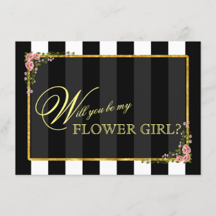 Blommigt Gold Foil, KOMMER DU ATT VARA MIN FLOWER Inbjudningar