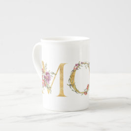 Blommigt Golden Finare MAMMA Tea Mugg Benporslin Mugg