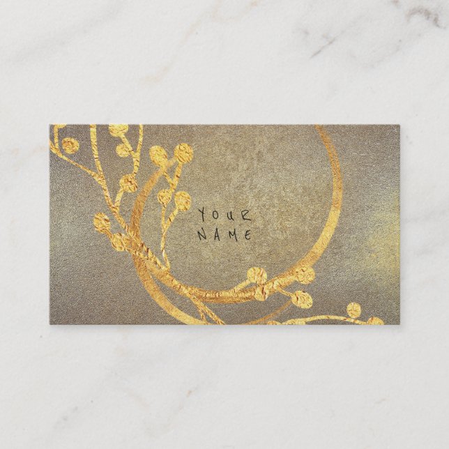Blommigt Golden Foil Grungy Glam Vip Visitkort (Framsida)