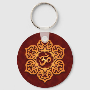 Blommigt Golden Red Aum Design Nyckelring