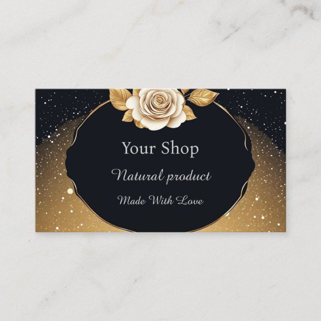 Blommigt Golden Ro Visitkort (Framsida)