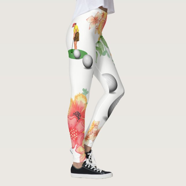 Blommigt Golf Bollar Golfer Leggings (Höger)