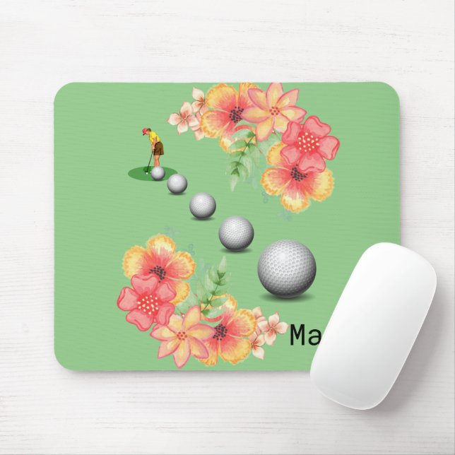 Blommigt Golfer Bollar Mouse Pad! Muspets Musmatta (Med mus)