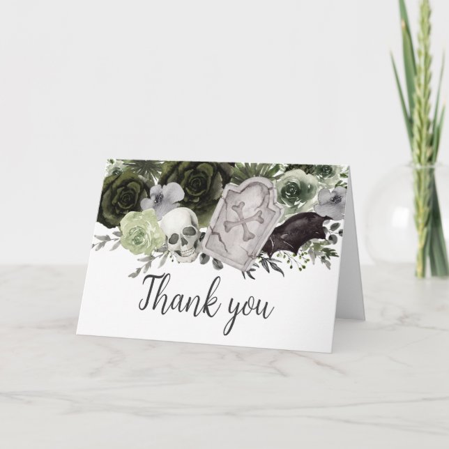 Blommigt Gothic Baby Shower Tack Kort (Framsida)