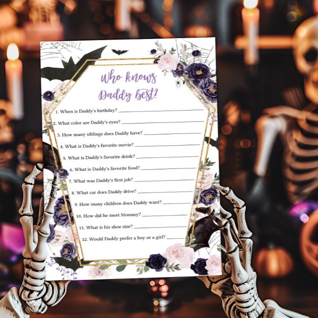 Blommigt Gothic Coffin Vem känner pappa Best Game (Floral Gothic Coffin Baby Shower Who knows Daddy Best Game)