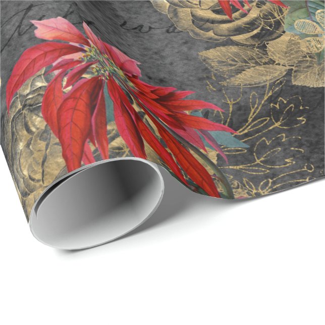 Blommigt Gothic Grunge jul Mönster Presentpapper (Rullad Hörn)