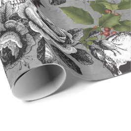 Blommigt Gothic Grunge jul Skull Mönster Presentpapper
