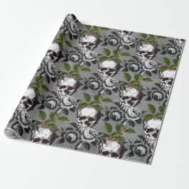 Blommigt Gothic Grunge jul Skull Mönster Presentpapper