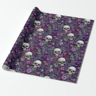 Blommigt Gothic Halloween Wrapping Papper Presentpapper
