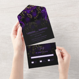 Blommigt Gothic Lila Bröllop Mörk Handfastening