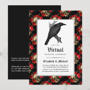 Blommigt Gothic Online Virtuellare Bröllop Inbjudningar