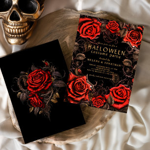 Blommigt Gothic Vuxen Halloween Costume Party Inbjudningar