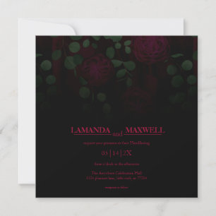 Blommigt gotiic Black Fuchsia Handfasteinbjudan Inbjudningar