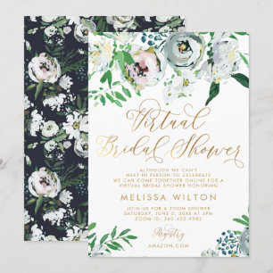 Blommigt Gouache Boho Flower Virtuellare Möhippa Inbjudningar