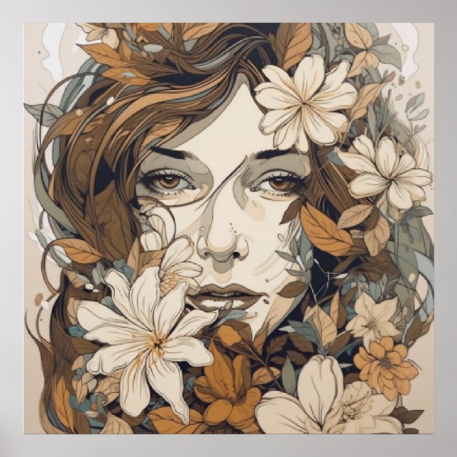 Blommigt Grace: Art Elegance Poster (Framsidan)
