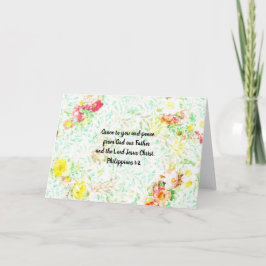 Blommigt Grace Scripture Note Card Philippians 1:2 Kort
