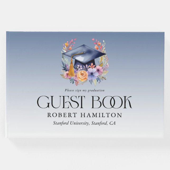 Blommigt Grad Hat Studentfest-inbjudan Gästböcker (Framsida)