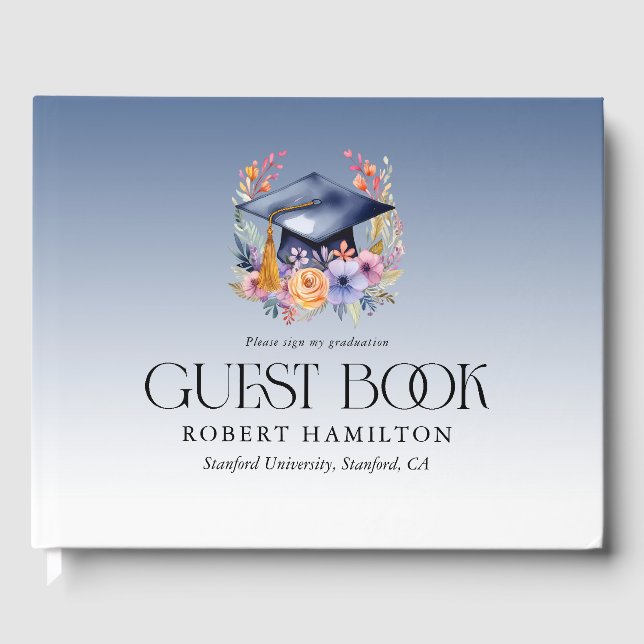 Blommigt Grad Hat Studentfest-inbjudan Gästböcker (Framsida)