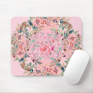 Blommigt Grafisk konst, Rosa Blommigt Utandning Musmatta