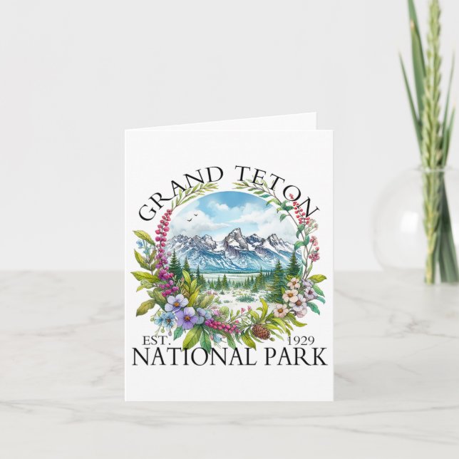 Blommigt Grand Teton nationalpark Hiking Camping O Kort (Framsida)