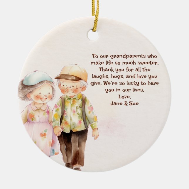 Blommigt Grandfather Day Julgransprydnad Keramik (Framsidan)
