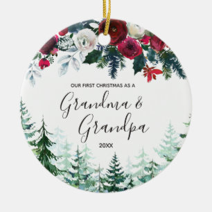 Blommigt Grandma & Grandpa First jul Ornament