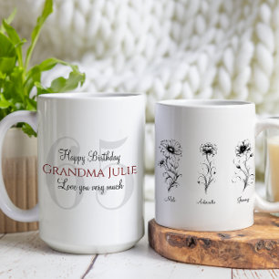 Blommigt Grandma Grandpa Solros Birthday Kaffemugg