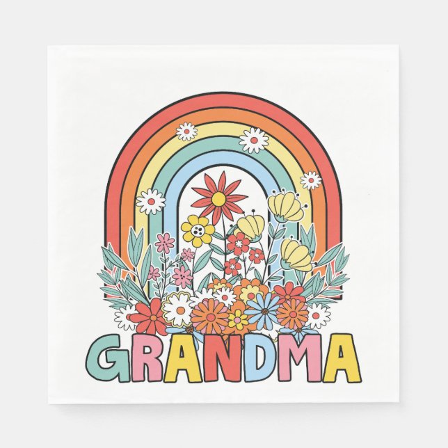 Blommigt Grandma Pappersservett (Framsidan)