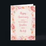 Blommigt Grandson och hans fru på årsdagen Kort<br><div class="desc">Lycklig bröllop-årskort för barnson och hans fru med vackra blommor i vintagens rosa och sentimentala versum.</div>