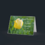 Blommigt Grandson och hans fru på årsdagen Kort<br><div class="desc">Lycklig bröllop-årskort för barnson och hans fru med söt gult tulp och hjärtligt verst.</div>