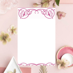 Blommigt Gräns Anpassadet Art nouveau Brevpapper