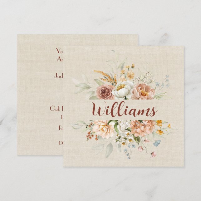 Blommigt Gräns-årsdagen Party Inbjudningar (Fram/baksida)