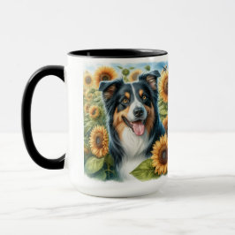 Blommigt Gräns Collie Hund älskare Coffee Mugg