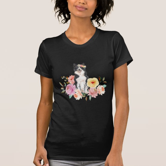 Blommigt Gräns Collie T Shirt (Framsida)