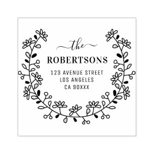 blommigt gräns-familjen namn adress stämpel