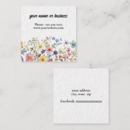 Blommigt gräns fyrkantigt visitkort