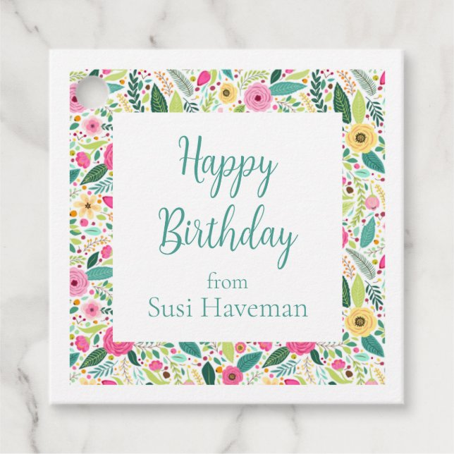 Blommigt Gräns Gift Märkre Gåvor Etiketter (Framsida)