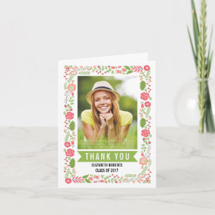 Blommigt gräns, klass 2017 studenten Tack Kort