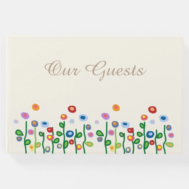 Blommigt gräns på lättkrämsbok gästböcker (Framsida)