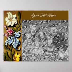 Blommigt Gräns Ram Personlig Lägg till ditt foto Poster