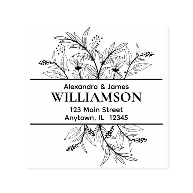 Blommigt Gräns Returadress Självfärgande Stämpel (Design)