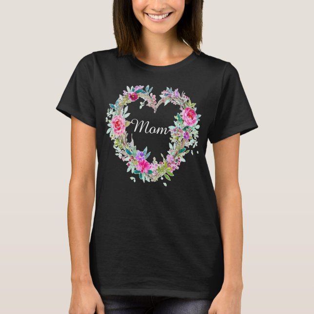 Blommigt Graphic Mamma Flower Heart Print Morsa Ma T Shirt (Framsida)
