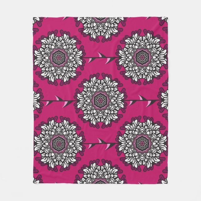 Blommigt Graphics Flowers Rosa Seamless Fleecefilt (Framsidan)