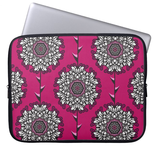 Blommigt Graphics Flowers Rosa Seamless Laptop Fodral (Framsidan)