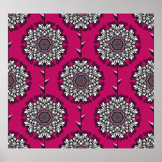 Blommigt Graphics Flowers Rosa Seamless Poster (Framsidan)