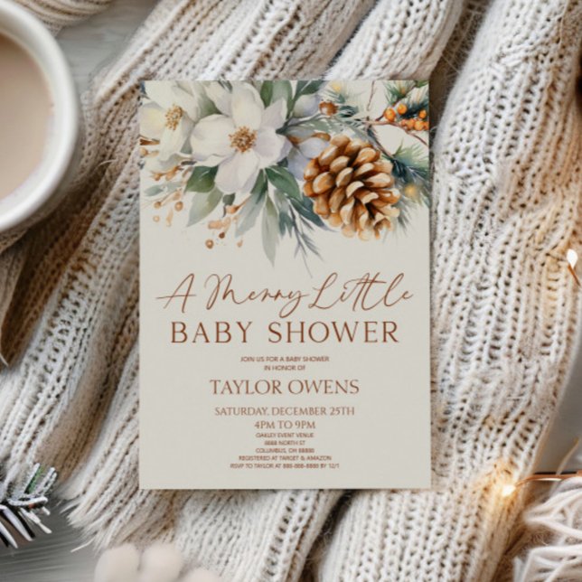 Blommigt Gräs Träd A Merry Little Baby Shower Inbjudningar (Skapare uppladdad)