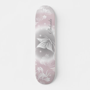 Blommigt  Grått Butterfly Personalize Mini Skateboard Bräda 18,5 Cm