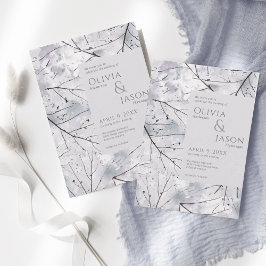 Blommigt Grått Lavender Watercolor Inbjudningar